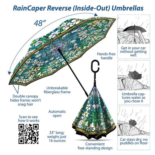 Umbrella Reverse Opening Tiffany Field Of Lilies umb-r-m39-a 