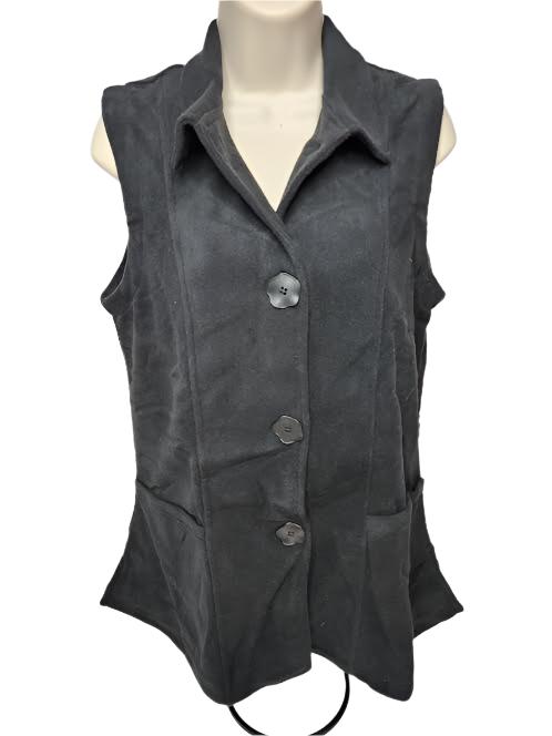 Vest 2 Pocket Button Front Black Women's 371bk 