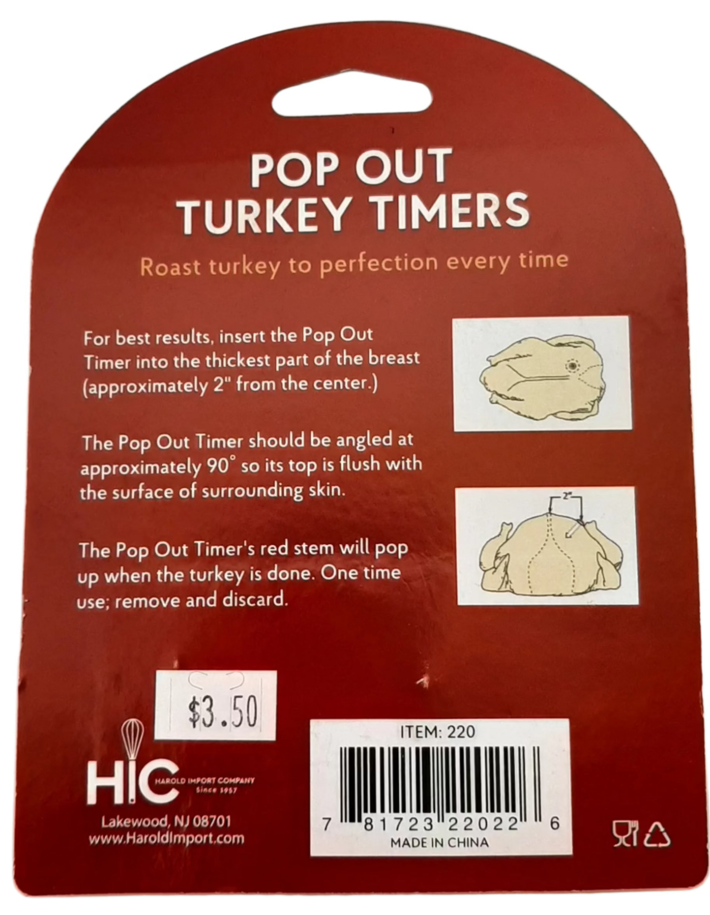 Pop out Turkey Timers 