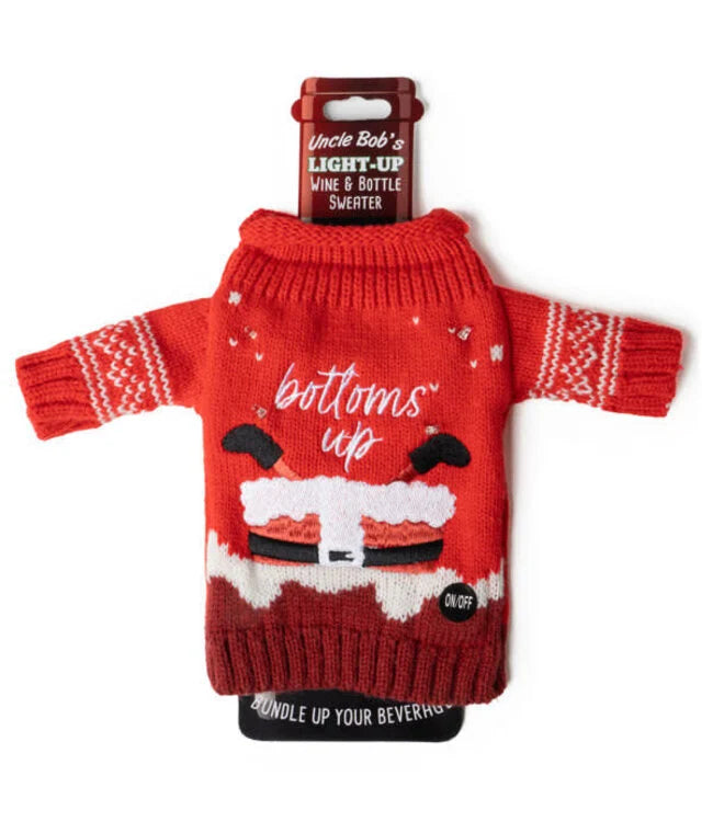 Bottle Warmer Uncle Bob's Lighted Knitted Wine/Bottle Christmas Sweater Xltswt 