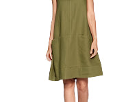 Dress Short Sleeveless 2 Pocket Olive Women's Pld2233 