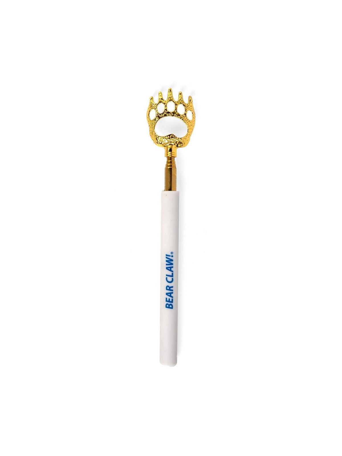 A white and gold bear claw ice pick with blue 'BEAR CLAW!' text on the handle, shown against a plain white background.