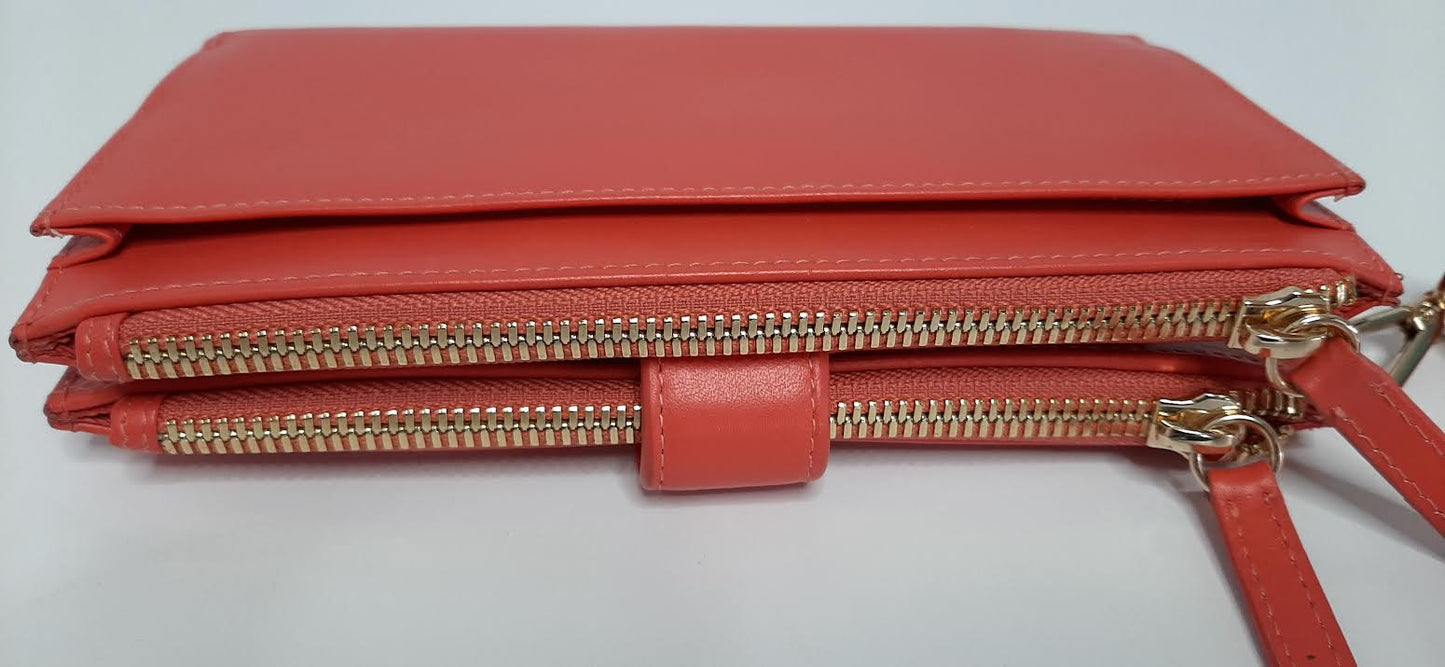 Women's Coral-Phone Wallet Rfid Leather Wristlet 