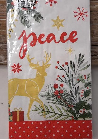 Napkins - "Peace" Joy to the world Hostess Napkins -15 pk 