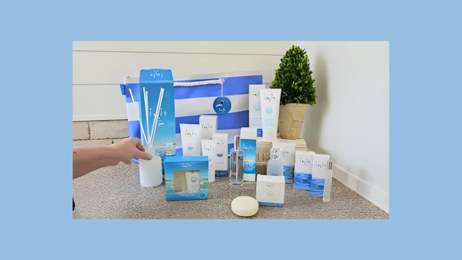 Load video: Video product spotlight on Inis Fragrance lotions and cologne and room sprays.