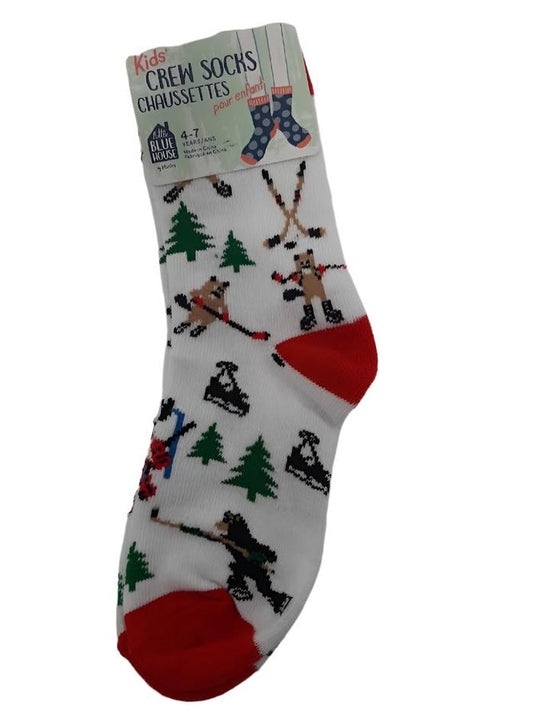 Children's Socks White Bear Hockey Sock  4-7yr   so3wild005 