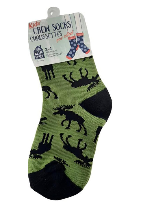 Children's Socks  Green Moose sock  2-4yr  so3wimo144 