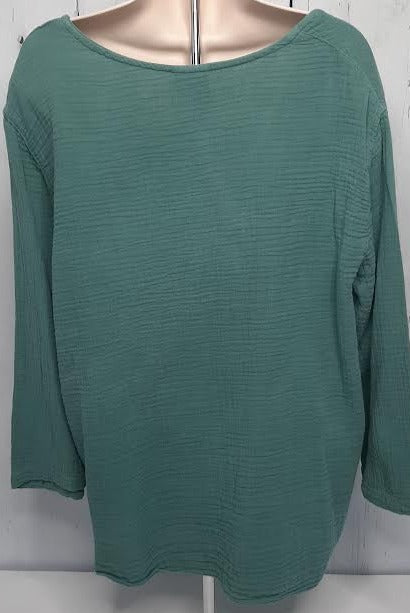 Women's Button Front Teal Top 