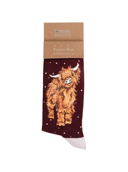 Men's Christmas Sock Highland Cow Marron/Brown Xsockm002