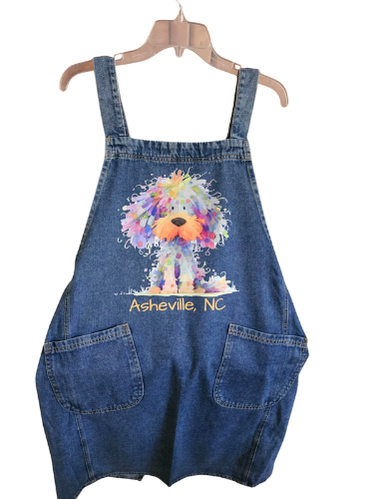 Apron  Cute Dog Asheville Denim 2 Pocket Adult RTDACDA