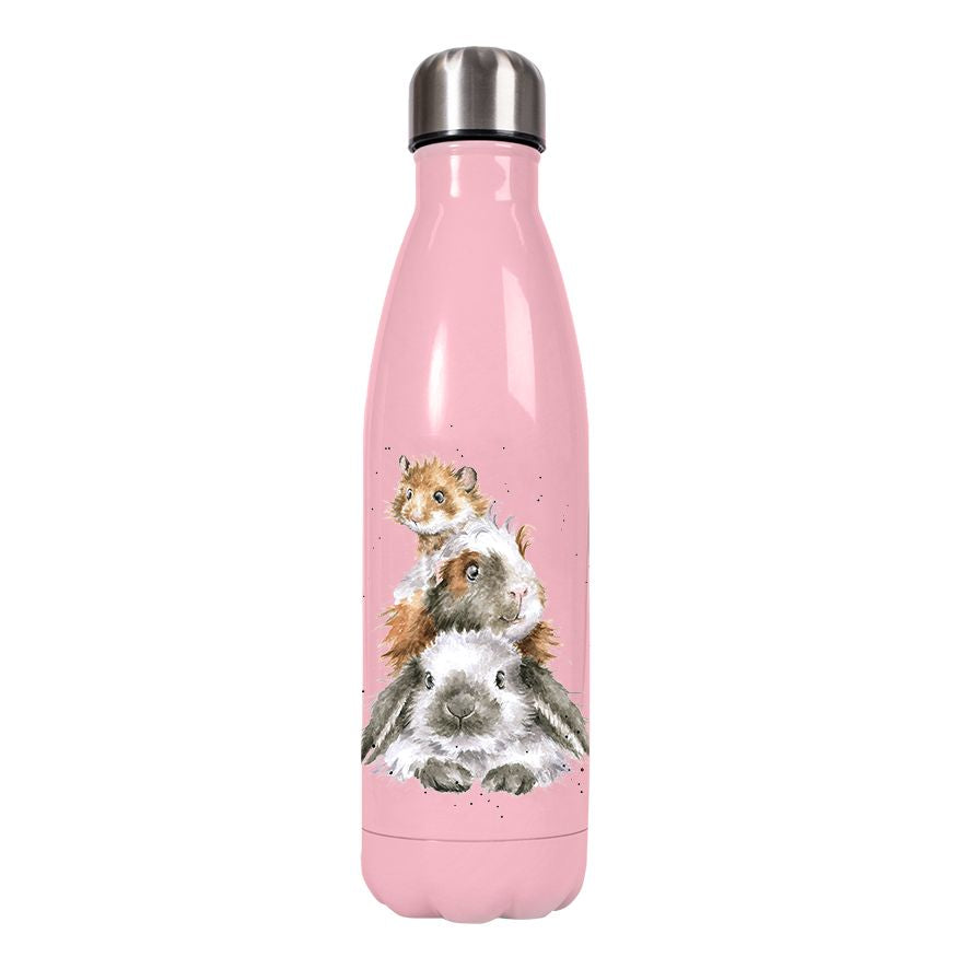 Water Bottle - WB007 - Piggy in the Middle Guinea Pig  Pink 