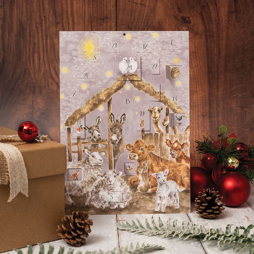 Advent Christmas Card (Large) - Away in a Manger - WADCAL003 