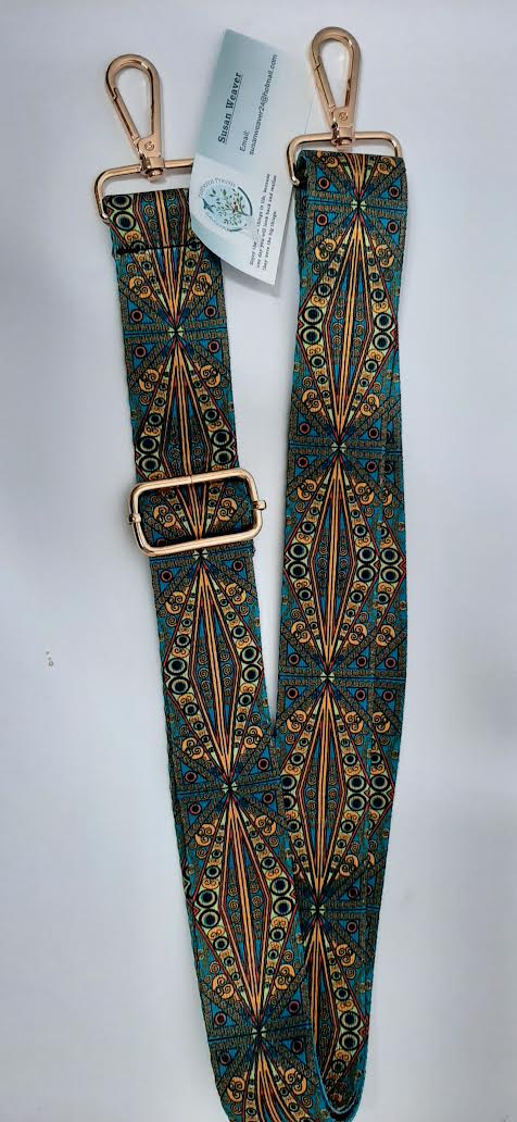 Purse/Guitar Strap-1.5" Wide-Blue/Green-BG3456 