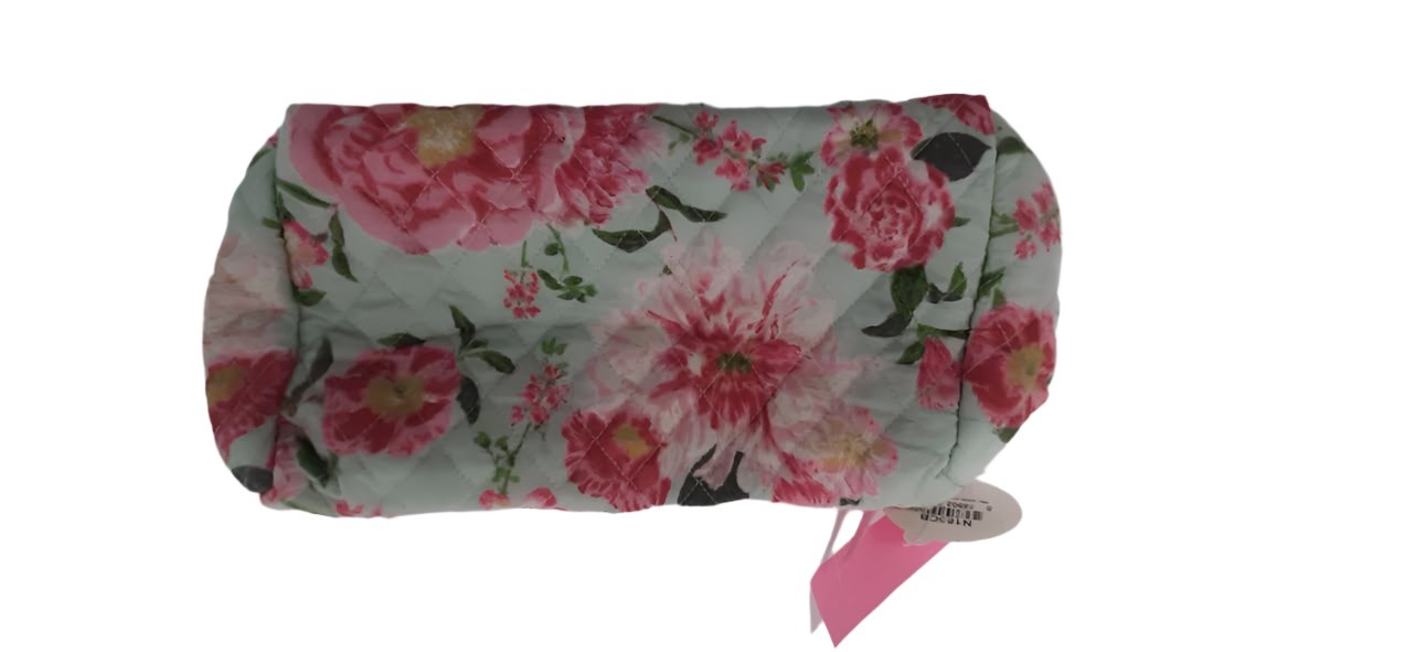 Cosmetic Bag -Floral Quilted - 8.5x3.5x5" 